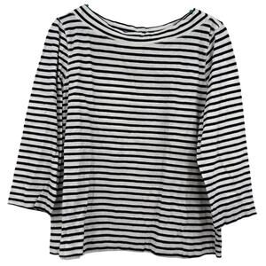 J.Jill Size XL Long Sleeve Blouse‎ Top Shirt Tee Black White Striped 100% Cotton